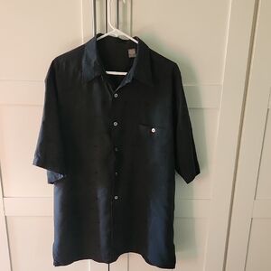 Tori Richard Men's Black Short Sleeve Silk Palm Tree Shirt Size XL